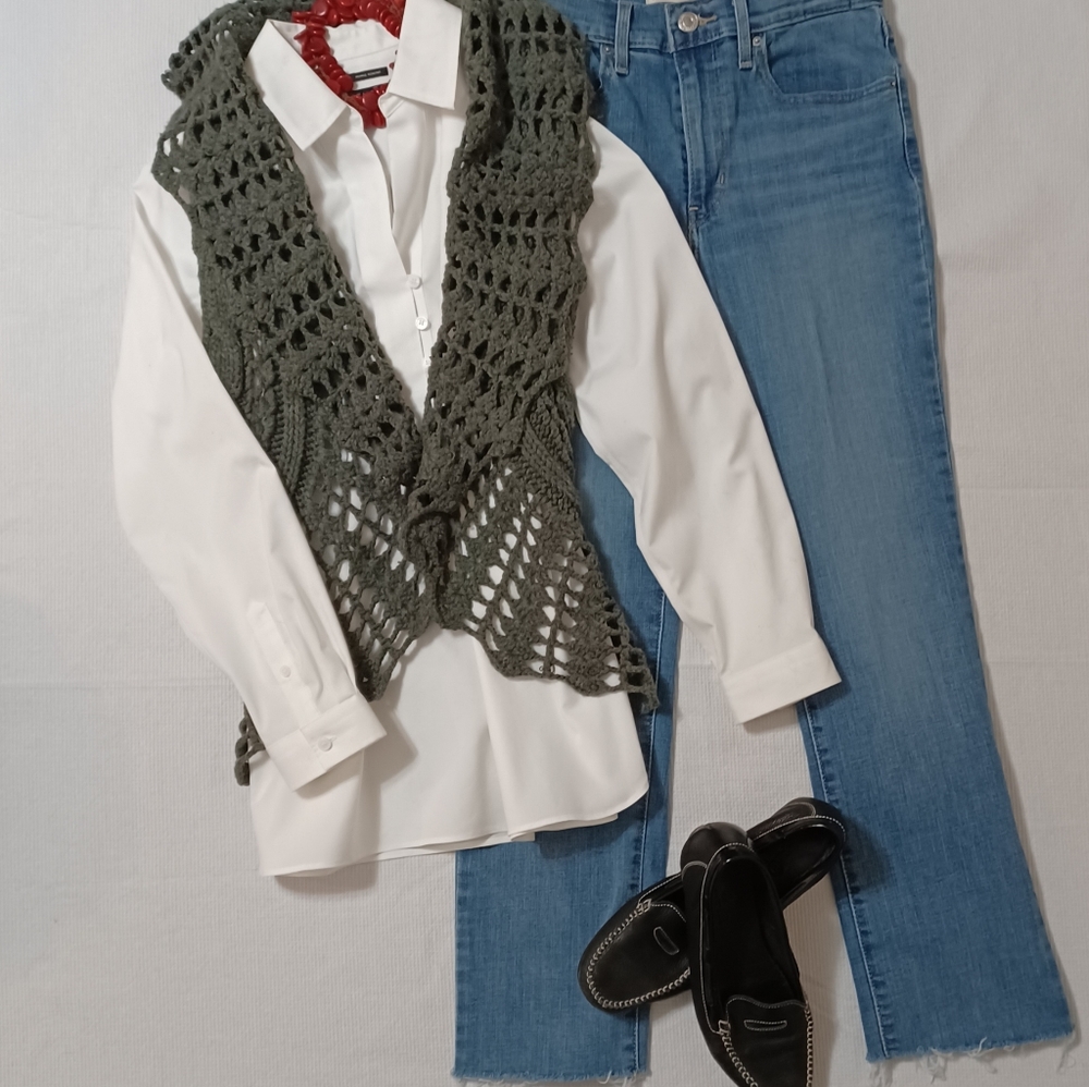 Grey Crochet Vest